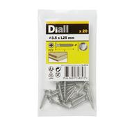 Diall Pozidriv Double-Countersunk A2 Stainless Steel Wood Screw (Dia)3.5mm (L)25mm, Pack Of 20