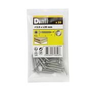 Diall Pozidriv Double-Countersunk A2 Stainless Steel Wood Screw (Dia)3.5mm (L)30mm, Pack Of 20