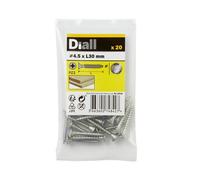 Diall Pozidriv Double-Countersunk A2 Stainless Steel Wood Screw (Dia)4.5mm (L)30mm, Pack Of 20