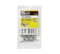 Diall Pozidriv Double-Countersunk A2 Stainless Steel Wood Screw (Dia)4mm (L)20mm, Pack Of 20