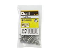 Diall Pozidriv Stainless Steel Screw (Dia)4mm (L)40mm, Pack Of 20