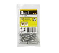 Diall Pozidriv Double-Countersunk A2 Stainless Steel Wood Screw (Dia)4mm, Pack Of 20