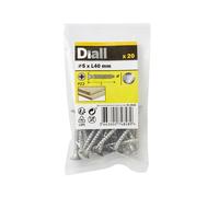 Diall Pozidriv Stainless Steel Screw (Dia)5mm (L)40mm, Pack Of 20