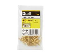 Diall Pozidriv Double-Countersunk Brass Wood Screw (Dia)3.5mm, Pack Of 25