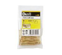 Diall Pozidriv Double-Countersunk Brass Wood Screw (Dia)3.5mm (L)40mm, Pack Of 25