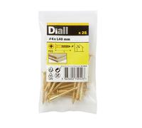 Diall Pozidriv Double-Countersunk Brass Wood Screw (Dia)4mm, Pack Of 25