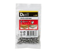 Diall Pozidriv Pan Head A2 Stainless Steel Screw (Dia)4.2mm (L)13mm, Pack Of 25