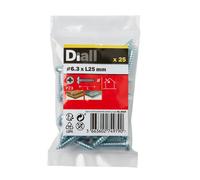 Diall Pozidriv Pan Head Zinc-Plated Carbon Steel Screw (Dia)6.3mm (L)25mm, Pack Of 25
