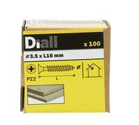 Diall Pz Double-Countersunk Yellow-Passivated Steel Wood Screw (Dia)3.5mm (L)16mm, Pack Of 100
