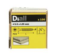 Diall Pz Double-Countersunk Yellow-Passivated Steel Wood Screw (Dia)3.5mm (L)20mm, Pack Of 100