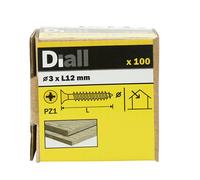 Diall Pz Double-Countersunk Yellow-Passivated Steel Wood Screw (Dia)3mm (L)12mm, Pack Of 100