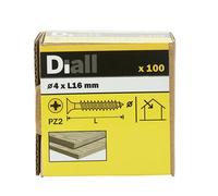 Diall Pz Double-Countersunk Yellow-Passivated Steel Wood Screw (Dia)4mm (L)16mm, Pack Of 100