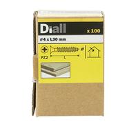 Diall Pz Double-Countersunk Yellow-Passivated Steel Wood Screw (Dia)4mm (L)30mm, Pack Of 100