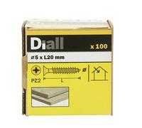 Diall Pz Double-Countersunk Yellow-Passivated Steel Wood Screw (Dia)5mm (L)20mm, Pack Of 100