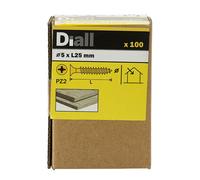 Diall Pz Double-Countersunk Yellow-Passivated Steel Wood Screw (Dia)5mm (L)25mm, Pack Of 100