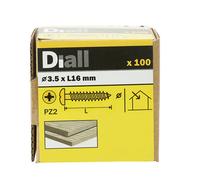 Diall Pz Pan Head Yellow-Passivated Steel Wood Screw (Dia)3.5mm (L)16mm, Pack Of 100
