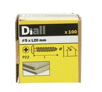 Diall Pz Pan Head Yellow-Passivated Steel Wood Screw (Dia)5mm (L)20mm, Pack Of 100