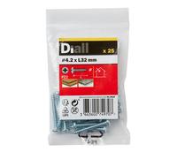 Diall Pz Pan Head Zinc-Plated Hardened Steel Self-Drilling Screw (Dia)4.2mm (L)32mm, Pack Of 25