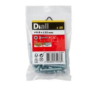 Diall Pz Pan Head Zinc-Plated Hardened Steel Self-Drilling Screw (Dia)4.8mm (L)32mm, Pack Of 25