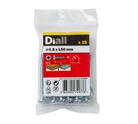 Diall Pz Pan Head Zinc-Plated Hardened Steel Self-Drilling Screw (Dia)4.8mm (L)50mm, Pack Of 25