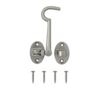 Diall Satin Nickel-Plated Galvanised Brass Cabin Hook, (L)100mm