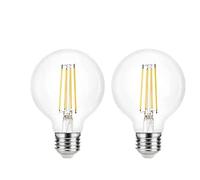 DIALL Set of 2 Large Globe 3.4W 470lm Warm White LED Filament Light Bulb 2700 Kelvin