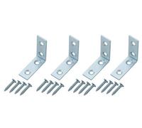 Diall Silver Effect Mild Steel Corner Plate (L)40mm (W)41.5mm, Pack Of 4