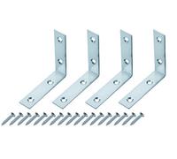 Diall Silver Effect Mild Steel Corner Plate (L)65mm (W)67.5mm, Pack Of 4