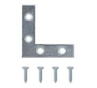 Diall Silver Effect Steel Corner Plate (L)50mm (W)50mm, Pack Of 4