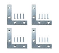 Diall Silver Effect Steel Corner Plate (L)75mm (W)75mm, Pack Of 4