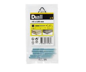 Diall Tx10 Yellow-Passivated Carbon Steel Dowel Screw (Dia)5mm (L)50mm, Pack Of 5