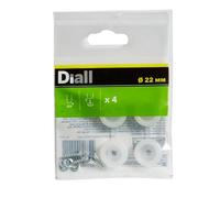 Diall White Ldpe & Steel Nail-In Glide (Dia)22mm, Pack Of 4