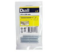 Diall Wood Dual-Thread Screw, (L) 50mm, (Dia) 5mm, Pack Of 5