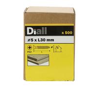 Diall Yellow-Passivated Carbon Steel Screw (Dia)5mm (L)30mm, Pack Of 500
