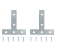 Diall Zinc-Plated Steel Tee Plate (L)75mm (W)75mm (T)1.4mm, Pack Of 2