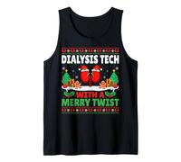 Dialysis Tech with A Merry Twist Xmas Kidney Nurse Christmas Tank Top