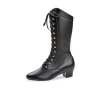 Diamant Women's Garde Dance Boots 209-434-034-V - Smooth Leather Black - 280 mm Shaft - 3.7 cm Block Heel - VarioSpin Sole - Made in Germany, Black, 8 UK