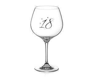 DIAMANTE 18th Birthday Gin Copa Glass Platinum - Single Crystal Gin Balloon Glass with a Platinum Embossed “18” - Embellished with Crystals