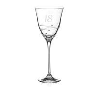 DIAMANTE 18th Birthday Wine Glass - Single Crystal Wine Glass with a Hand Etched “18” - Embellished with Crystals