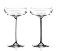 DIAMANTE "30th Birthday Ring Champagne Saucers Pair - Crystal Cocktail Coupe Glasses with Hand Etched 30 and Crystals - Gift Boxed Set of 2