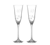 Diamante 40th Birthday Spiral Champagne Flute Adorned with Crystals by Swarovski® - Set of 2 - Made From Premium Lead Free Crystal Glass