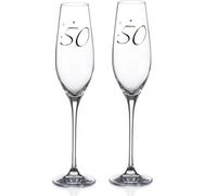 Diamante 50th Birthday or Anniversary Champagne Flutes Adorned with Swarovski Crystals - Set of 2