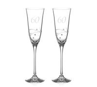 Diamante 60th Birthday Spiral Champagne Flute Adorned with Crystals by Swarovski® - Set of 2 - Made From Premium Lead Free Crystal Glass