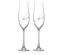 Diamante Allure Crystal Champagne Flutes Adorned with Swarovski® Crystals - Set of 2 - Made From Premium Lead Free Crystal Glass