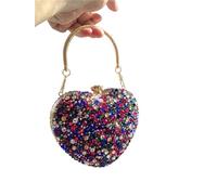 Diamante Bag Diamond Inlay Heart Shape Crystal Clutch Purse Stones Evening Wedding Party Shoulder Bag Handle Rhinestone Mini Handbags(MULTI)