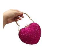 Diamante Bag Diamond Inlay Heart Shape Crystal Clutch Purse Stones Evening Wedding Party Shoulder Bag Handle Rhinestone Mini Handbags(Rose Red)