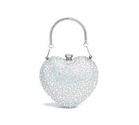 Diamante Bag Diamond Inlay Heart Shape Crystal Clutch Purse Stones Evening Wedding Party Shoulder Bag Handle Rhinestone Mini Handbags(Pink)