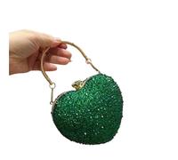 Diamante Bag Diamond Inlay Heart Shape Crystal Clutch Purse Stones Evening Wedding Party Shoulder Bag Handle Rhinestone Mini Handbags(Black)