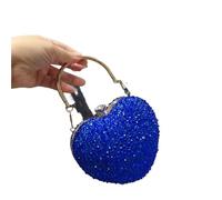 Diamante Bag Diamond Inlay Heart Shape Crystal Clutch Purse Stones Evening Wedding Party Shoulder Bag Handle Rhinestone Mini Handbags(Blue)