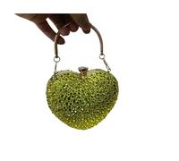 Diamante Bag Diamond Inlay Heart Shape Crystal Clutch Purse Stones Evening Wedding Party Shoulder Bag Handle Rhinestone Mini Handbags(Yellow)